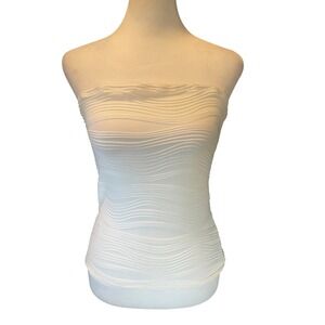 Womens 90's Minimalist Tube Top Festival Textured White Small Summer Beach